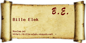 Bille Elek névjegykártya